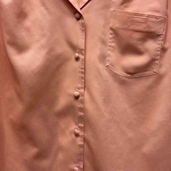 Josephine Peach Coral Button Front Blouse | Satin Feel | Size 14 - Picture 2 of 7